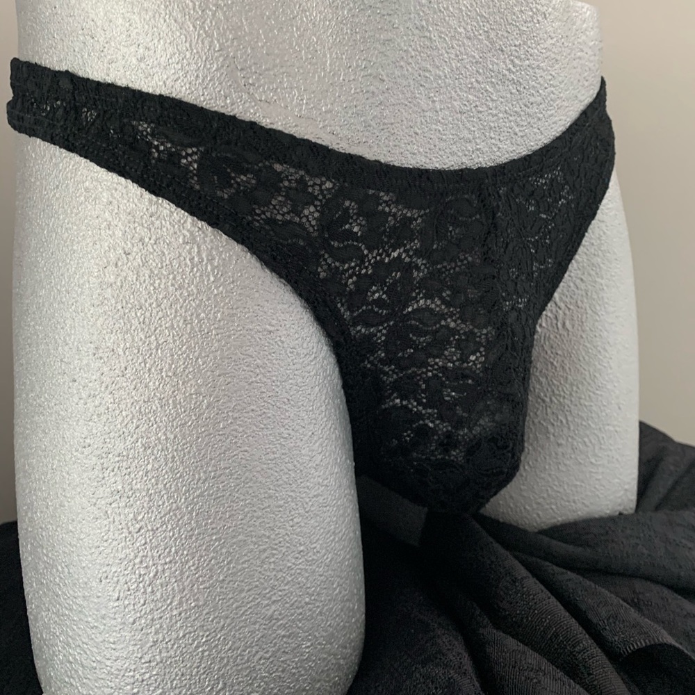 Lace Thong -R 405T— Black